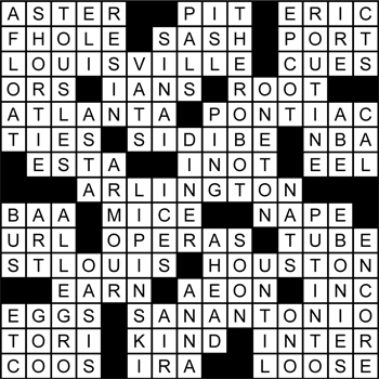 Halftime Crossword Solution