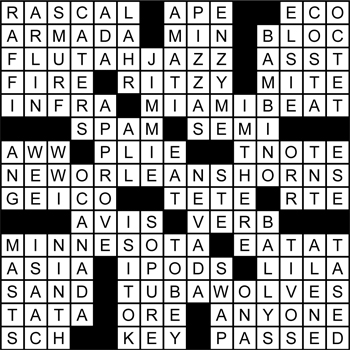 Halftime Crossword Solution