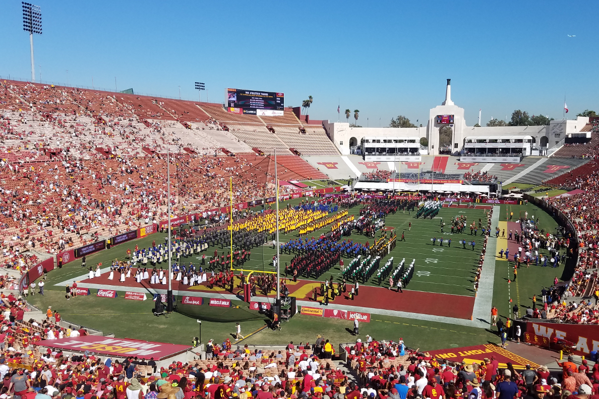 Los Angeles Mayor Eric Garcetti Conducts Usc & High School Bands