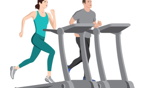 Exercising on a treadmill